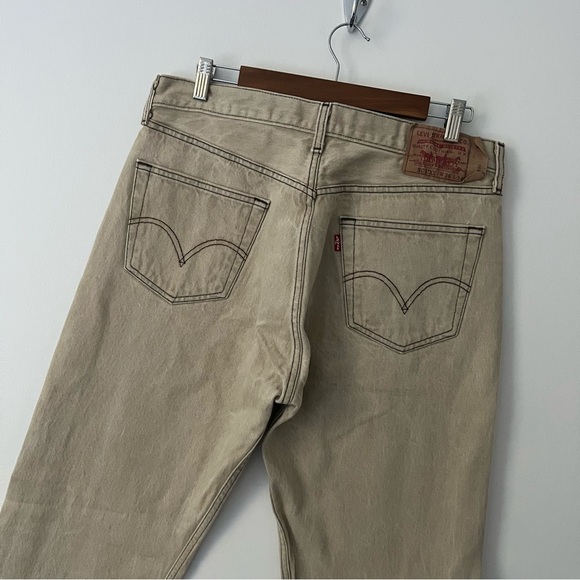Levis 501 XX Straight Leg Beige Button Fly Rigid Y2K Jeans 36 X 34 (34 X 31) - Picture 7 of 11